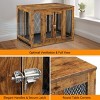 Munora Medium Dog Crate Furniture with Tray, Indoor Aesthetic Wooden Kennel Pet House, Modern Decorative End Side Table Nightstand, Rustic Brown - 2 of 4