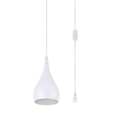 Nora White Aluminum Teardrop Pendant Light, Adjustable Height