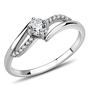 Slickblue Polished Stainless Steel Ring with Clear CZ, Round Stone, Women’s Engagement Ring, Size 5-10 - 1 of 4