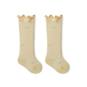MyKids-Usa Baby Girl Solid Color Floral Embroidered Pattern Breathable Knee Socks - 1 of 4