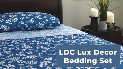 King Blue Floral Microfiber Deep Pocket Sheet Set