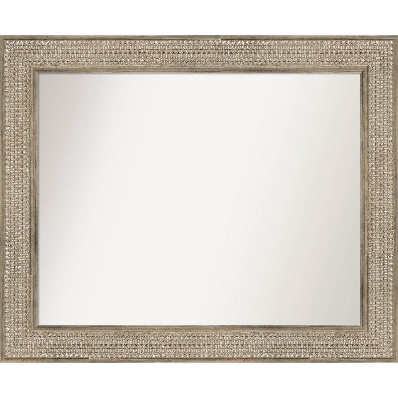 34&#34; x 28&#34; Non-Beveled Trellis Silver Wood Wall Mirror - Amanti Art, 1 of 10
