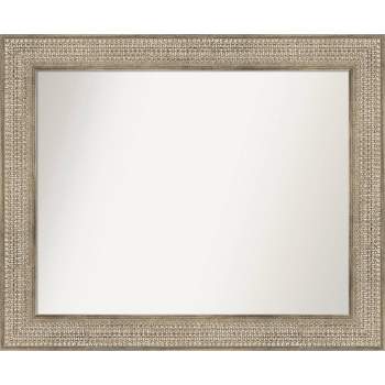 34" x 28" Non-Beveled Trellis Silver Wood Wall Mirror - Amanti Art
