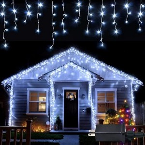 Swtroom 29.5 FT 360 White LEDs and 60 Drop Christmas Icicle String Lights , 8 Lighting Modes,Suitable for Decorating Festivals, Weddings and Eaves - 1 of 4