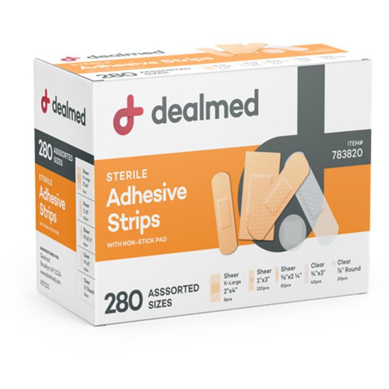Dealmed Adhesive Strip Assortment with Non-Stick Pad, Latex Free Wound Care, 1 of 5