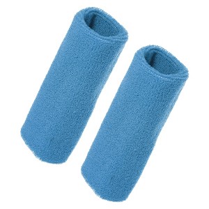 Unique Bargains Sweat Absorbing Cotton Yarn Latex Wrist Sweatbands Wrist Band 3.15"x5.91" 1 Pair - 1 of 4