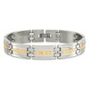 Black Bow Jewelry 12mm Stainless Steel & 14K Yellow Gold Inlay Link Bracelet, 8.75 Inch - 3 of 4