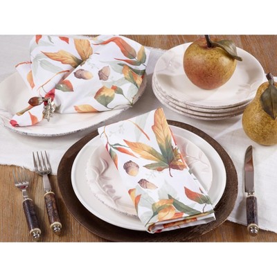 Autumn Leaf Design 20" Square Polyester Dinner Napkins, Multi (Set of 4)