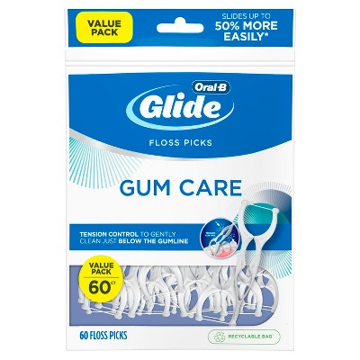 Oral-B Glide Gum Care Dental Floss Picks, Good for Back Teeth, 60 Picks
