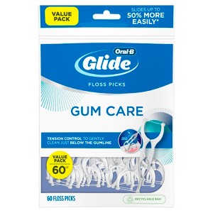 Oral-B Glide Gum Care Dental Floss Picks, Good for Back Teeth, 60 Picks - 1 of 4