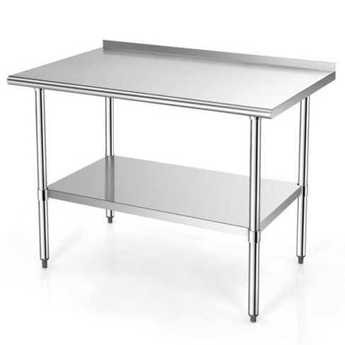 Costway Stainless Steel Table For Prep & Work W/ Backsplash : Target
