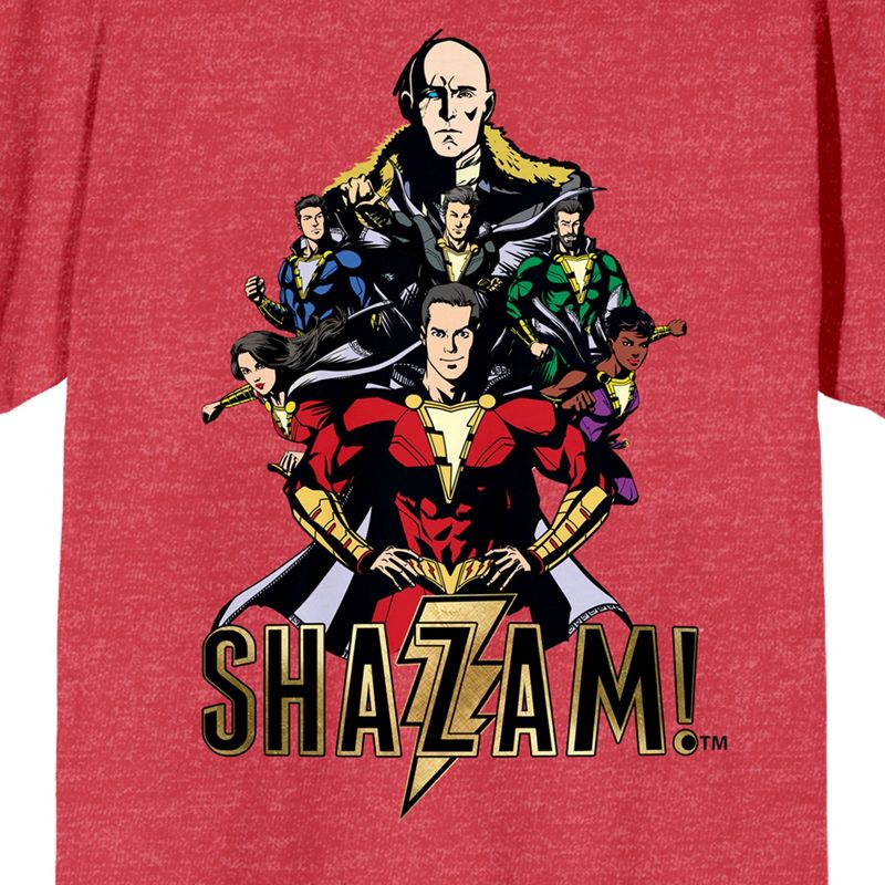 Shazam! Movie Shazam & Black Adam Juniors Red Heather T-shirt, 2 of 4