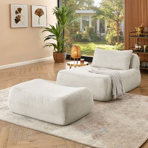 CAVINAS Large Indoor Bean Bag Chair, Lazy Beanbag Sofa with Waist Pillow & Ottoman - 1 of 4