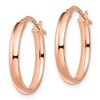 Black Bow Jewelry 3mm x 22mm (7/8 Inch) Polished 14k Rose Gold Oval Tube Hoop Earrings - 2 of 4