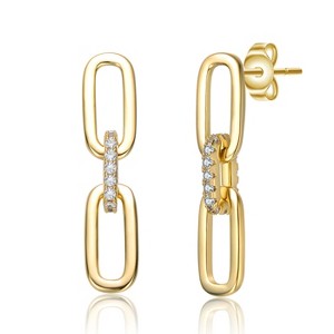 Guili 14K Yellow Gold Plated with Cubic Zirconia Triple Chain Drop Earrings Featuring Stylish Sophisticated Design for Jewelry Enthusiasts - 1 of 2