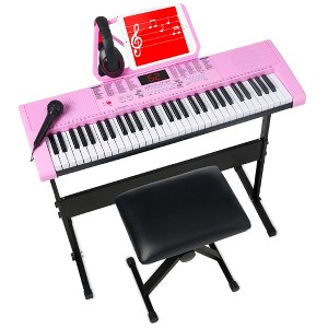 Best Choice Products 61-Key Beginners Electronic Keyboard Piano Set w/ LED, 3 Teaching Modes, H-Stand, Stool - 1 of 4