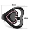 Slickblue Valentine’s Day Inspired Double Heart Ring, IP Black Stainless Steel, Synthetic Rose Crystals,Women's size 5–10 - 2 of 4