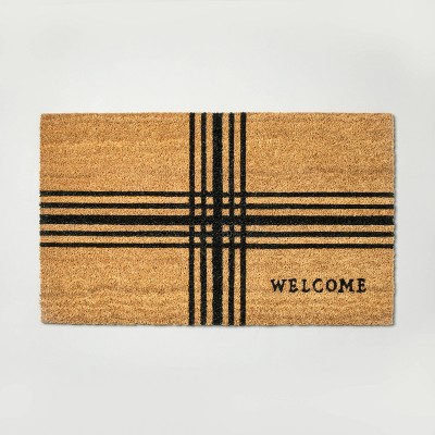 Cross Stripes 'Welcome' Coir Doormat - Hearth & Hand™ with Magnolia