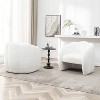 SEYNAR Modern Teddy Upholstered Accent Pumpkin Chair with Openwork Design Set of 2 - 3 of 4