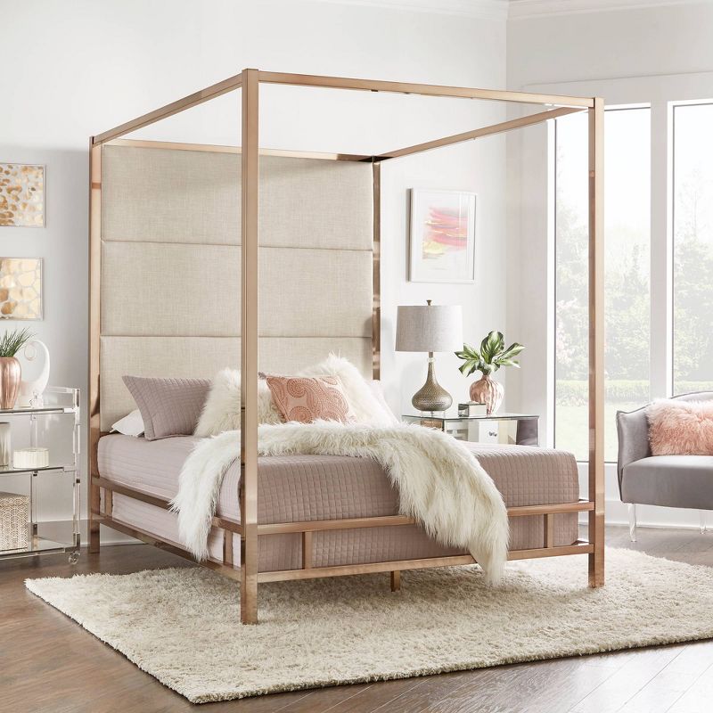 Evert Champagne Gold Canopy Bed with Panel Headboard - Inspire Q, 3 of 8
