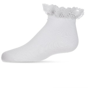 Memoi Girls Lace Top Mercerized Cotton Blend Ankle Sock White 0 - 1 of 2