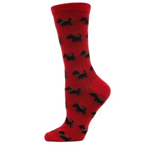 Memoi Women's Holiday Scotties & Presents Crew Socks - 1 of 2