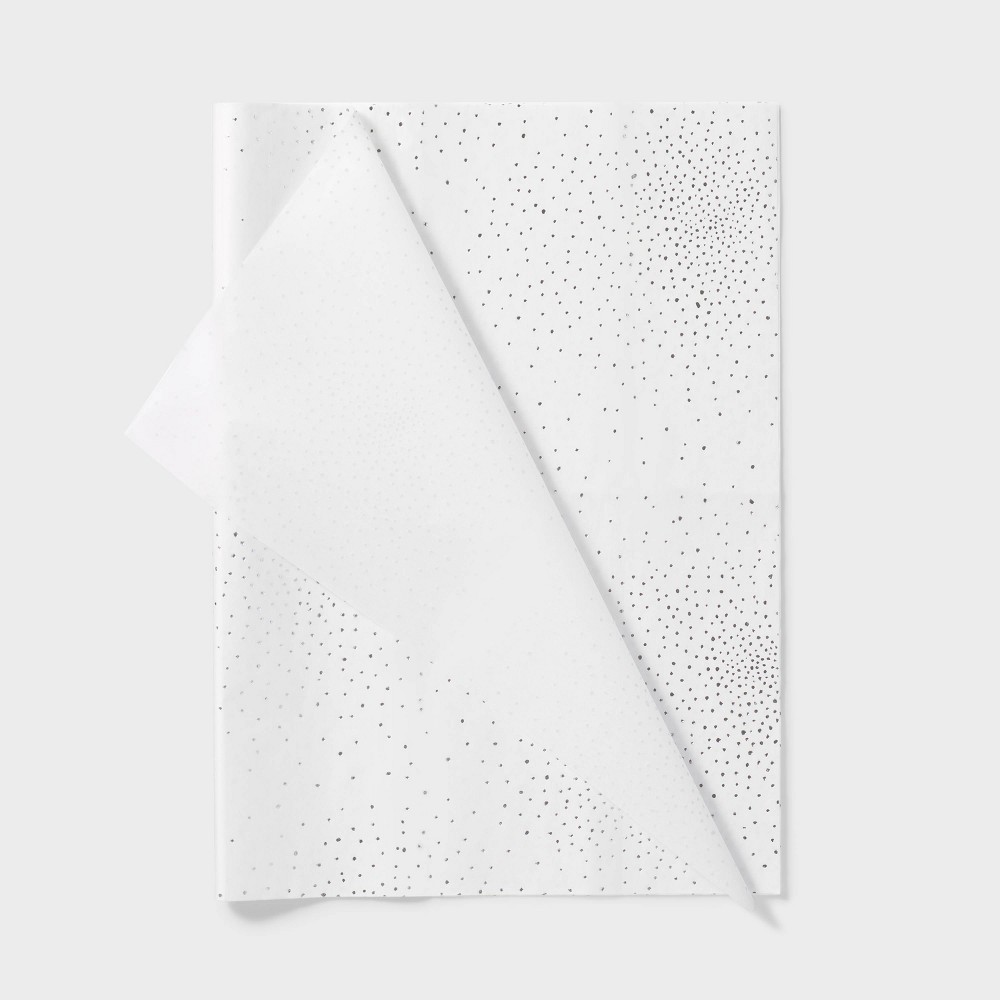 8ct Foil Dots Gift Wrap Tissue Paper White/Silver - Spritz™: Classic Polka Dot Design for All Occasions, 16.5" x 24"