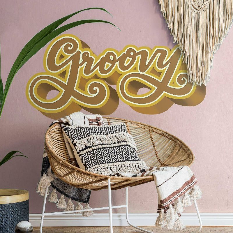 Groovy Retro Peel and Stick Giant Wall Decal Mustard/Gold - RoomMates, 3 of 6