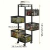 5-Tier Rotating Storage Shelf, Square Metal Kitchen Organizer with Wheels for Fruits Vegetables - 2 of 4