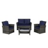 4-Piece Outdoor Patio Rattan Conversation Sofa Set with Tempered Glass Coffee Table - 4 of 4