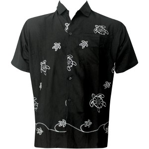 LA LEELA Men's Hawaiian Shirt Luau Casual Short Sleeve Button Down Solid Shirts for Men - 1 of 3