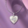Ross-Simons 0.20 ct. t.w. Diamond Heart Pendant Necklace in Sterling Silver and 18kt Gold Over Sterling - 3 of 4