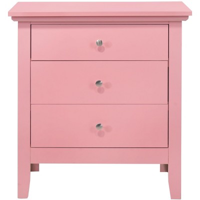 NicBex Nightstand with 3 Drawers Modern Wood Bedside Table with Handles for Bedroom,Sturdy and Durable