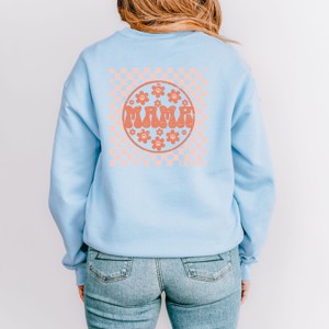 Simply Sage Market S.W.Smiley Checkered Mama Flowers Front and Back Print Sweatshirt - 1 of 4