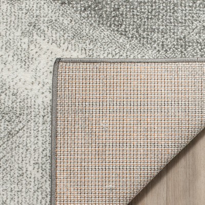 Mystic Glacier Abstract Hand-Knotted Gray Runner Rug