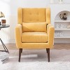 Chenille Upholstered Arm Chair, Comfy Soft Padded Lounge Chair with a Pillow and Solid Wood Legs, 4W-ModernLuxe - 2 of 4