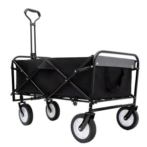 DSVIMOY Collapsible Foldable Wagon Cart, Wagon Grocery Cart for Camping Shopping Sports, Black, 35.04"*21.65"*38.98" - 1 of 4