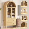 70" Arched Pantry Kitchen Storage Cabinet with Glass Doors for Dining & Living Room - 4 of 4