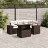 vidaXL 5 Piece Patio Sofa Set with Cushions Poly Rattan - Brown and Cream without Storage - 2 of 4