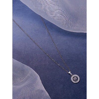 SOHI Women's Metallic Silver The Clover Pendant Necklace