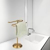 J&V TEXTILES Classical Steel Towel Rack Holder Stand with 2 Hanging Rings for Bathroom Vanity Countertops - Space Saving Hand Towel Holder - 3 of 4
