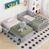 CAVINAS Twin Size Wood Montessori Bed with 2 Drawers and Safety Guardrails,Modern Floor Bed Can Split Into 2 Beds,Toddler Bed for Bedroom - 4 of 4
