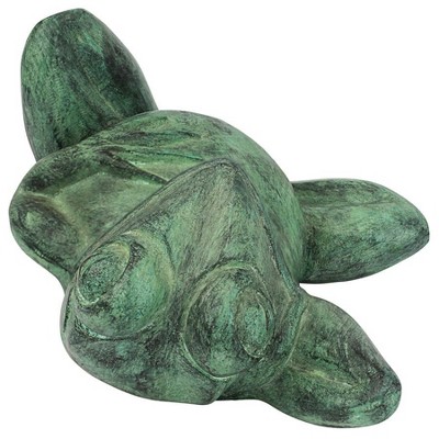 Emerald Verde Bronze Spitting Lazy Frog Garden Statue