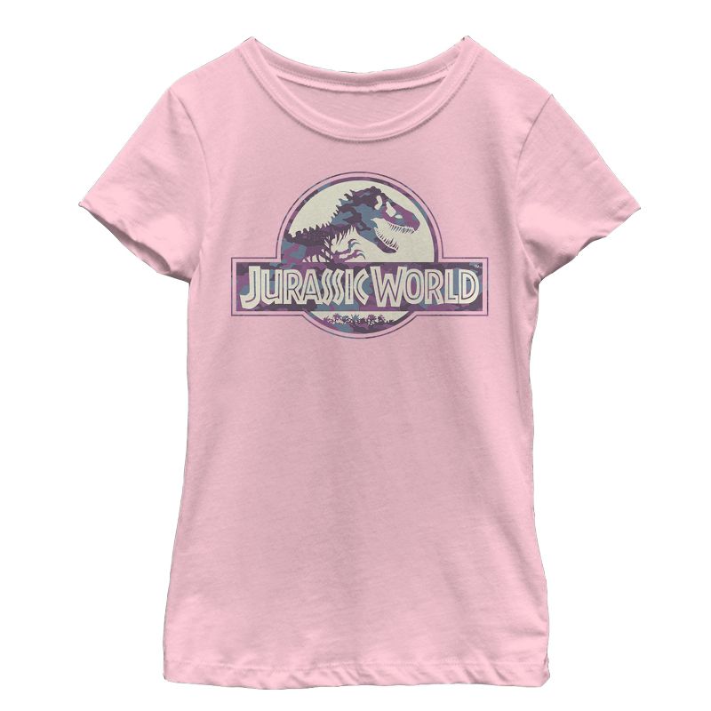 Girl's Jurassic World Light Camo Logo T-Shirt, 1 of 4