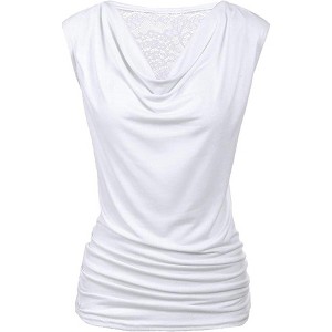 Zeagoo Womens Ruched Cowl Neck Tank Top Shirt Stretch Blouse with Side Shirring - 1 of 4