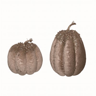 Transpac Foam Multicolor Harvest Velvet Ultra Glam Pumpkins Set of 2