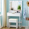 White Particle Board Veneered with Textured Melamine, 1-drawer 3-compartment Dressing Table Set with 8 Three-color Dimmable Bulbs - 2 of 4