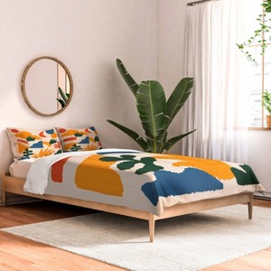 Deny Designs 3pc Full/Queen DorisciciArt Boho forest Comforter and Pillow Sham Set Yellow: Abstract Design, Non-Woven Fabric, Machine Washable - 1 of 4