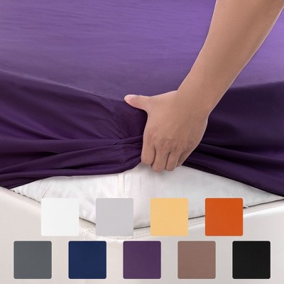 Uxcell 100% Cotton Fitted Sheet - 200 Thread Count, Deep Pocket 15 Inch, Queen Size Navy Blue