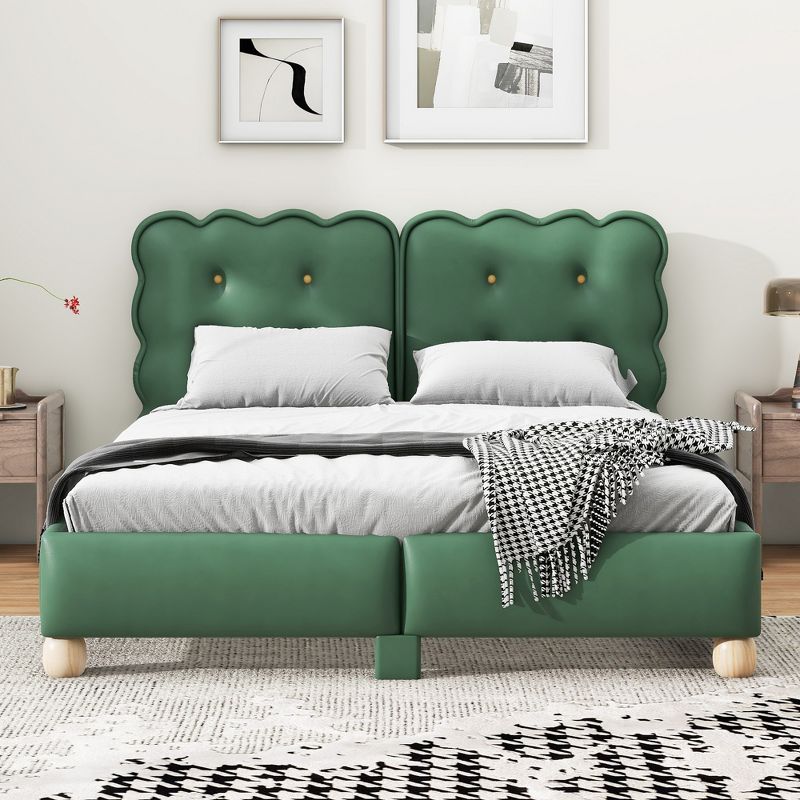 Queen/Full Size Upholstered Platform Bed with Wood Support Legs-ModernLuxe, 2 of 12